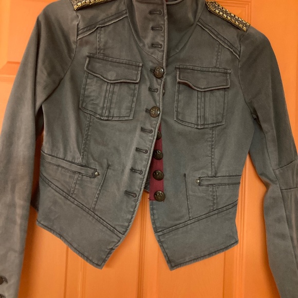 Free People Military Cropped Jacket in Grey Sz XS - Picture 1 of 4